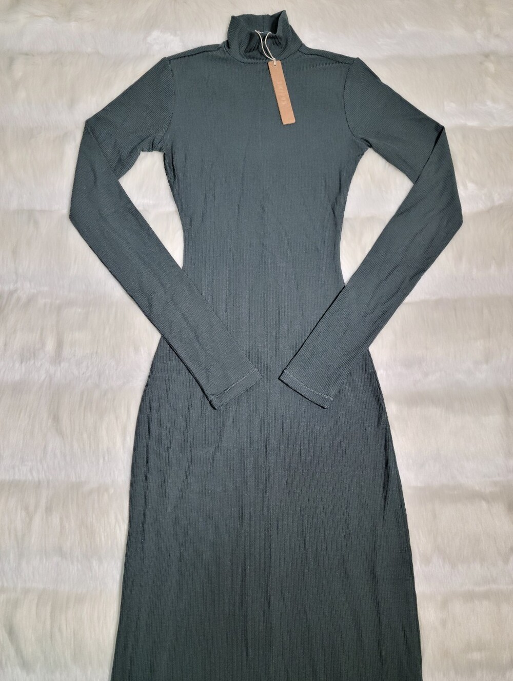 SKIMS Soft Lounge Turtleneck Mock Neck Long Sleeve Dress Deep Sea Women XXS NEW